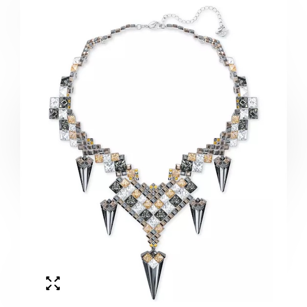 Swarovski Goddess Silver-Tone Jagged Crystal Drama statement Necklace